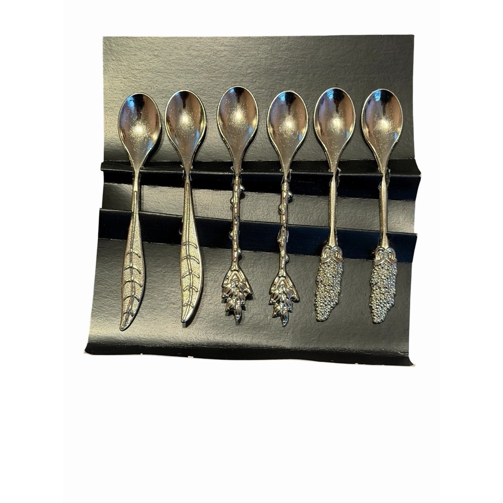 Alisveristime Turkish Teaspoons Set‎ of 6 Silver 4 1/4" Traditional Motifs NEW